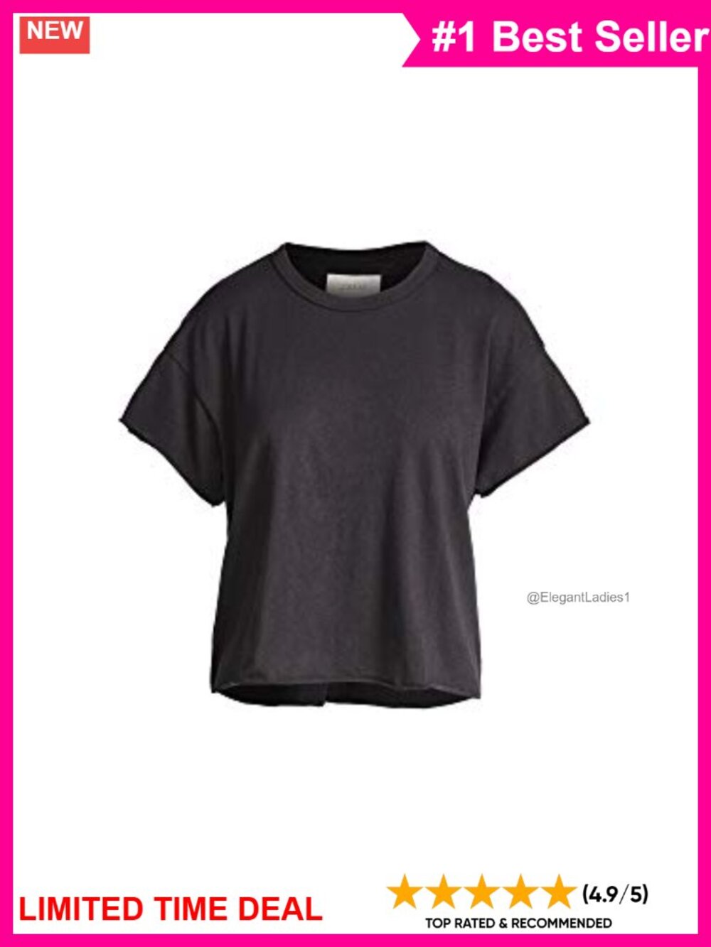 THE GREAT. Women's The Crop Tee Lightweight Jersey Crew Neck Loose Fit